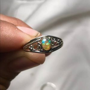 Natural Ethiopian Opal & Sterling Silver Ring Sz 8